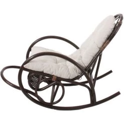 Rocking-chair Fauteuil à Bascule HHG-648, Bois Marron, Avec Coussin -Pas Cher Fauteuil Magasin 18960544 3
