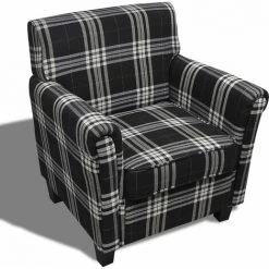 HELLOSHOP26 Fauteuil Chaise Siège Lounge Design Club Sofa Salon Avec Coussin Tissu Noir - Noir