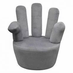 HELLOSHOP26 Fauteuil Chaise Siège Lounge Design Club Sofa Salon En Forme De Main Velours Gris - Gris -Pas Cher Fauteuil Magasin 19056508 3