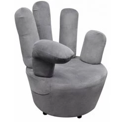 HELLOSHOP26 Fauteuil Chaise Siège Lounge Design Club Sofa Salon En Forme De Main Velours Gris - Gris -Pas Cher Fauteuil Magasin 19056508 4