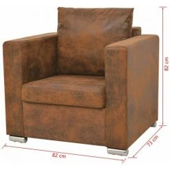 HELLOSHOP26 Fauteuil Chaise Siège Lounge Design Club Sofa Salon Cuir Daim Artificiel Marron - Marron -Pas Cher Fauteuil Magasin 19156335 5