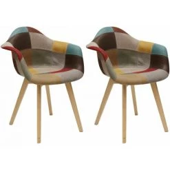 ALTOBUY BRADU - Lot De 2 Fauteuils Patchwork Motif Vintage - Multicolore