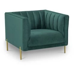 MOBILIER DECO JOLLA - Fauteuil En Velours De Couleur Vert - Vert