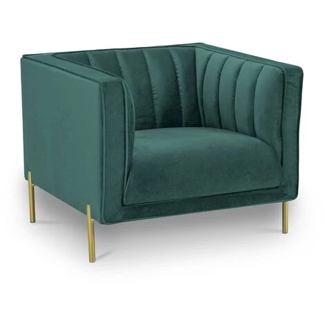MOBILIER DECO JOLLA - Fauteuil En Velours De Couleur Vert - Vert 3 MOBILIER DECO JOLLA - Fauteuil En Velours De Couleur Vert - Vert