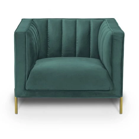 MOBILIER DECO JOLLA - Fauteuil En Velours De Couleur Vert - Vert 4 MOBILIER DECO JOLLA - Fauteuil En Velours De Couleur Vert - Vert – Image 2