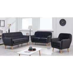 MOBILIER DECO VERNER VELOURS - Fauteuil En Tissu Velours Noir Scandinave - Noir -Pas Cher Fauteuil Magasin 19452314 3