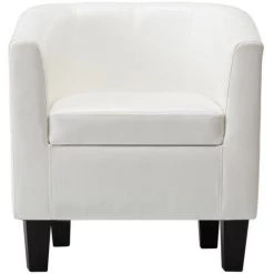 YOUTHUP Fauteuil Avec Repose-pied Blanc Similicuir -Pas Cher Fauteuil Magasin 19531359 4