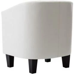 YOUTHUP Fauteuil Avec Repose-pied Blanc Similicuir -Pas Cher Fauteuil Magasin 19531359 5
