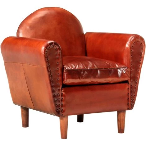 YOUTHUP Fauteuil Tube Marron 77x65x79 Cm Cuir Véritable 3 YOUTHUP Fauteuil Tube Marron 77x65x79 Cm Cuir Véritable