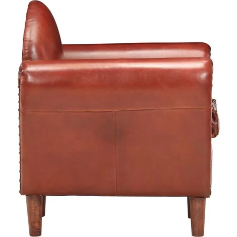 YOUTHUP Fauteuil Tube Marron 77x65x79 Cm Cuir Véritable 5 YOUTHUP Fauteuil Tube Marron 77x65x79 Cm Cuir Véritable – Image 3