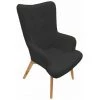 ALTOBUY HAYNA - Fauteuil Noir Et Piétement Naturel - Noir