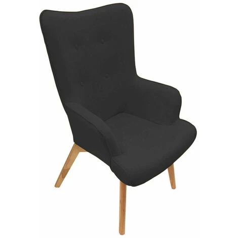 ALTOBUY HAYNA - Fauteuil Noir Et Piétement Naturel - Noir 3 ALTOBUY HAYNA - Fauteuil Noir Et Piétement Naturel - Noir