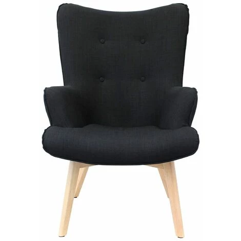 ALTOBUY HAYNA - Fauteuil Noir Et Piétement Naturel - Noir 5 ALTOBUY HAYNA - Fauteuil Noir Et Piétement Naturel - Noir â Image 3
