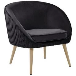 BELIANI Fauteuil Design En Velours Noir - Noir