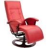 HELLOSHOP26 Fauteuil Chaise Siège Lounge Design Club Sofa Salon Tv Pivotant Rouge Similicuir - Rouge