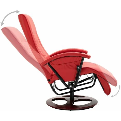 HELLOSHOP26 Fauteuil Chaise Siège Lounge Design Club Sofa Salon Tv Pivotant Rouge Similicuir - Rouge 7 HELLOSHOP26 Fauteuil Chaise Siège Lounge Design Club Sofa Salon Tv Pivotant Rouge Similicuir - Rouge – Image 5