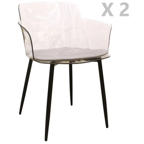 THE HOME DECO FACTORY 2 Fauteuils De Table Design Transparent Lilia - 53 X 59 X 81 - Noir 3 THE HOME DECO FACTORY 2 Fauteuils De Table Design Transparent Lilia - 53 X 59 X 81 - Noir