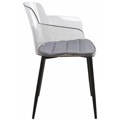 THE HOME DECO FACTORY 2 Fauteuils De Table Design Transparent Lilia - 53 X 59 X 81 - Noir 5 THE HOME DECO FACTORY 2 Fauteuils De Table Design Transparent Lilia - 53 X 59 X 81 - Noir – Image 3