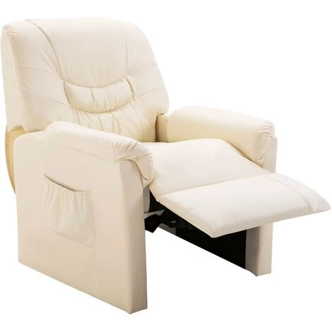 HELLOSHOP26 Fauteuil Chaise Siège Lounge Design Club Sofa Salon Inclinable Crème Similicuir - Crème 7 HELLOSHOP26 Fauteuil Chaise Siège Lounge Design Club Sofa Salon Inclinable Crème Similicuir - Crème – Image 5
