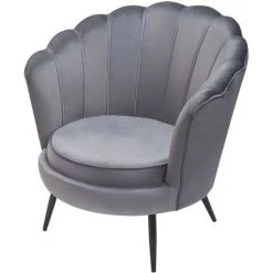 BELIANI Fauteuil Fleur En Velours Gris - Gris -Pas Cher Fauteuil Magasin 19701102 3