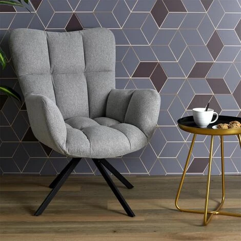 ALTOBUY WARREN - Fauteuil Pivotant Tissu Gris Et Pieds Métal - Gris 4 ALTOBUY WARREN - Fauteuil Pivotant Tissu Gris Et Pieds Métal - Gris – Image 2
