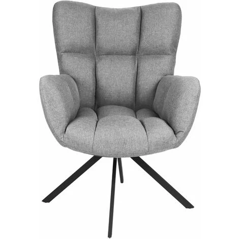 ALTOBUY WARREN - Fauteuil Pivotant Tissu Gris Et Pieds Métal - Gris 5 ALTOBUY WARREN - Fauteuil Pivotant Tissu Gris Et Pieds Métal - Gris – Image 3