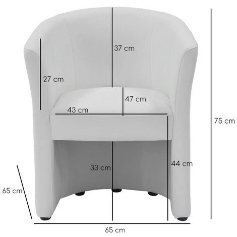 MEUBLETMOI Fauteuil Blanc En Simili Design Contemporain - CABRI - Blanc 6 MEUBLETMOI Fauteuil Blanc En Simili Design Contemporain - CABRI - Blanc – Image 4