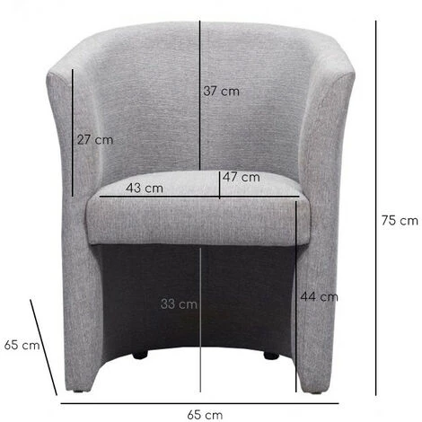 MEUBLETMOI Fauteuil Cabriolet Tissu Gris - CABRI - Gris 6 MEUBLETMOI Fauteuil Cabriolet Tissu Gris - CABRI - Gris – Image 4