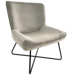 COTECOSY Fauteuil + Pouf Georgie Velours Taupe -Pas Cher Fauteuil Magasin 19849572 4