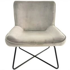 COTECOSY Fauteuil + Pouf Georgie Velours Taupe -Pas Cher Fauteuil Magasin 19849572 5