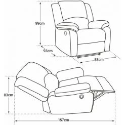 HAPPY GARDEN Fauteuil électrique Inclinable CLOUD Noir - Gris -Pas Cher Fauteuil Magasin 19953419 4