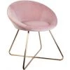 THE HOME DECO FACTORY Fauteuil Karl Velours Rose Home Deco Factory