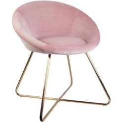 THE HOME DECO FACTORY Fauteuil Karl Velours Rose Home Deco Factory