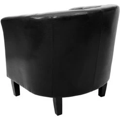 HHG Fauteuil Newport T809, Fauteuil De Salon / Club, Similicuir ~ Noir Avec Rivets -Pas Cher Fauteuil Magasin 20334128 3