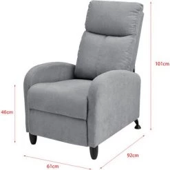 Fauteuil Relaxant Bregenz Inclinable Et Repose-Pieds Textile Gris Clair [en.casa] -Pas Cher Fauteuil Magasin 20890201 4