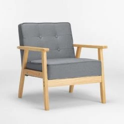 AHD AMAZING HOME DESIGN Fauteuil En Bois Au Design Scandinave Vintage Avec Accoudoirs Hage | Couleur: Gris Foncé -Pas Cher Fauteuil Magasin 21247281 3