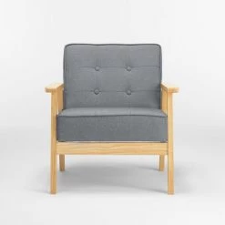 AHD AMAZING HOME DESIGN Fauteuil En Bois Au Design Scandinave Vintage Avec Accoudoirs Hage | Couleur: Gris Foncé -Pas Cher Fauteuil Magasin 21247281 4