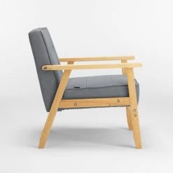AHD AMAZING HOME DESIGN Fauteuil En Bois Au Design Scandinave Vintage Avec Accoudoirs Hage | Couleur: Gris Foncé -Pas Cher Fauteuil Magasin 21247281 5