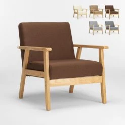 Pas Cher Fauteuil Magasin 18 AHD AMAZING HOME DESIGN Fauteuil Chaise Scandinave Design Vintage En Bois Avec Accoudoirs Uteplass | Couleur: Marron