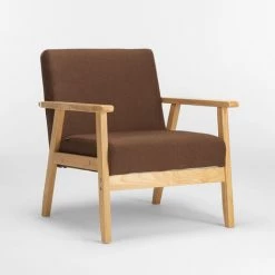 AHD AMAZING HOME DESIGN Fauteuil Chaise Scandinave Design Vintage En Bois Avec Accoudoirs Uteplass | Couleur: Marron -Pas Cher Fauteuil Magasin 21330915 3
