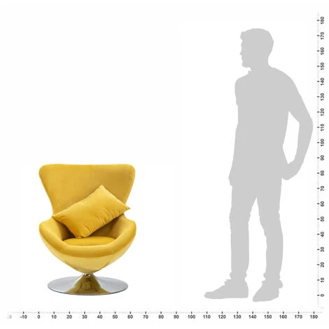 ASUPERMALL Fauteuil Pivotant En Forme D’œuf Avec Coussin Jaune Velours 4 ASUPERMALL Fauteuil Pivotant En Forme D’œuf Avec Coussin Jaune Velours – Image 2