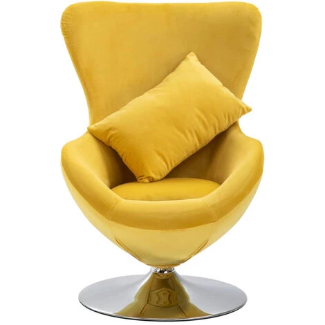 ASUPERMALL Fauteuil Pivotant En Forme D’œuf Avec Coussin Jaune Velours 5 ASUPERMALL Fauteuil Pivotant En Forme D’œuf Avec Coussin Jaune Velours – Image 3