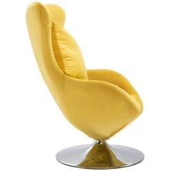 ASUPERMALL Fauteuil Pivotant En Forme D’œuf Avec Coussin Jaune Velours 10 ASUPERMALL Fauteuil Pivotant En Forme D’œuf Avec Coussin Jaune Velours -Pas Cher Fauteuil Magasin 21371001 4