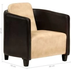 ASUPERMALL Fauteuil Brun Roux Et Noir Cuir Veritable -Pas Cher Fauteuil Magasin 21372118 3