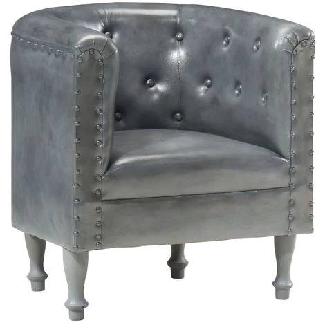 ASUPERMALL Fauteuil Gris Cuir Veritable 3 ASUPERMALL Fauteuil Gris Cuir Veritable
