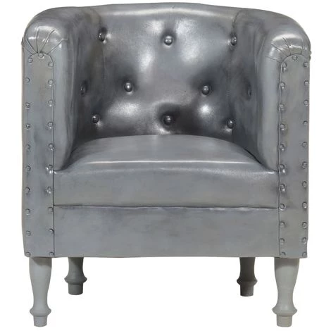 ASUPERMALL Fauteuil Gris Cuir Veritable 5 ASUPERMALL Fauteuil Gris Cuir Veritable – Image 3