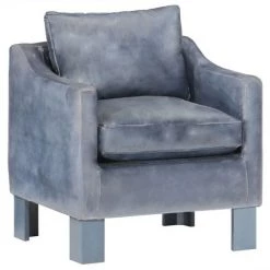 ASUPERMALL Fauteuil Gris Cuir Veritable