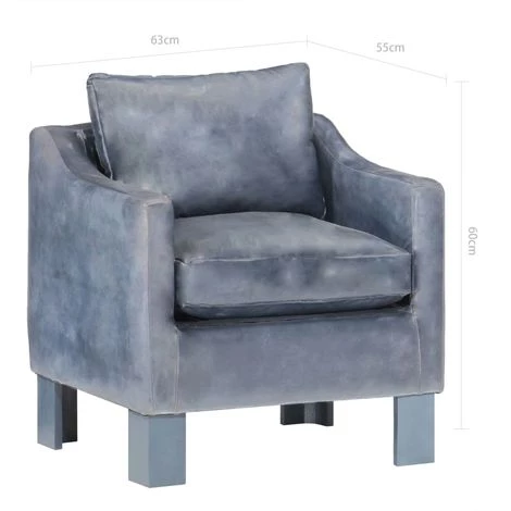 ASUPERMALL Fauteuil Gris Cuir Veritable 4 ASUPERMALL Fauteuil Gris Cuir Veritable – Image 2