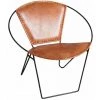 AUBRY GASPARD Fauteuil Rond En Cuir De Chèvre Marron Et Métal Marron - Marron