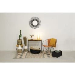 AUBRY GASPARD Fauteuil Rond En Cuir De Chèvre Marron Et Métal Marron - Marron -Pas Cher Fauteuil Magasin 2241010 3